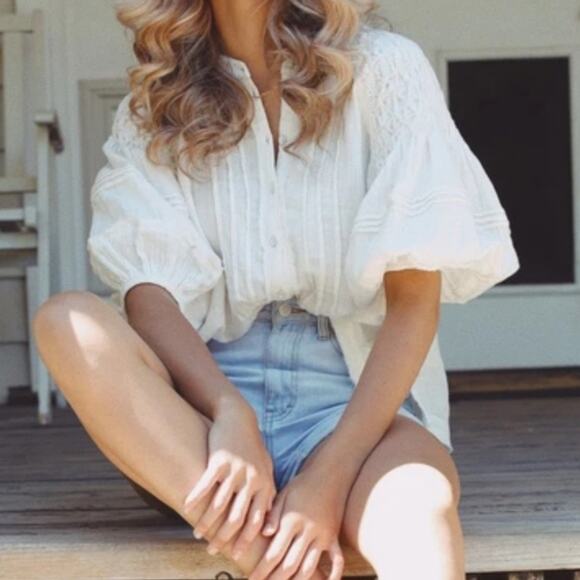 Free People Tops - Free People We the Free Secret Falls Smock Top Cotton Ivory Size M Cottagecore